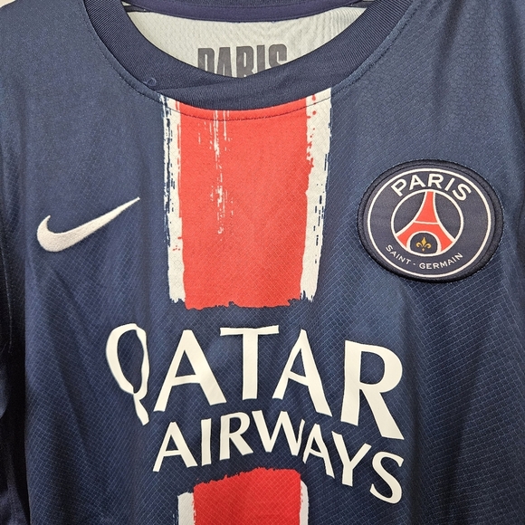 Nike NWT Men's Small Paris Saint-Germain Navy Blue Soccer Jersey Short Sleeve - Picture 2 of 8